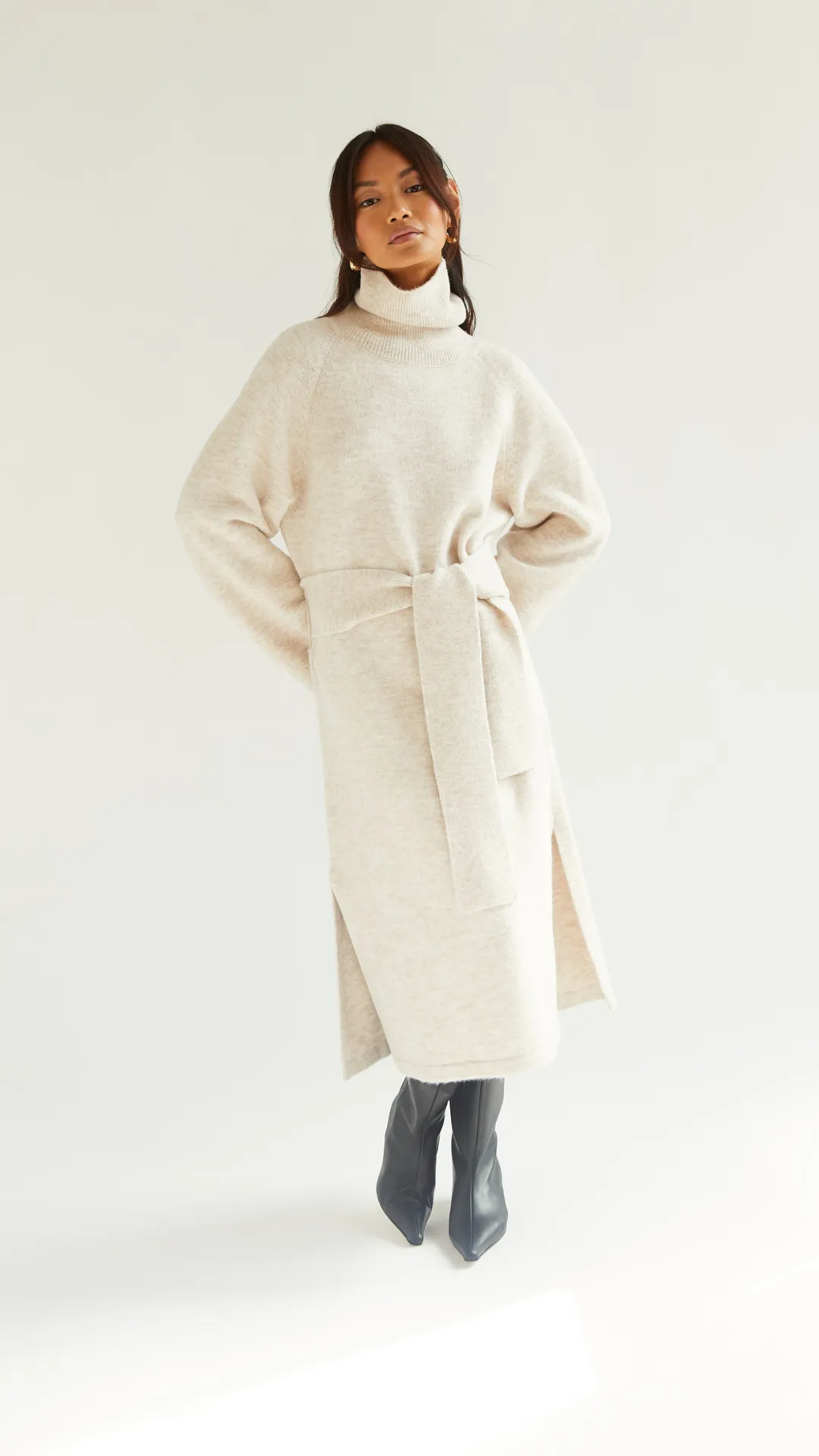 ABBIE KNITTED DRESS - SAND