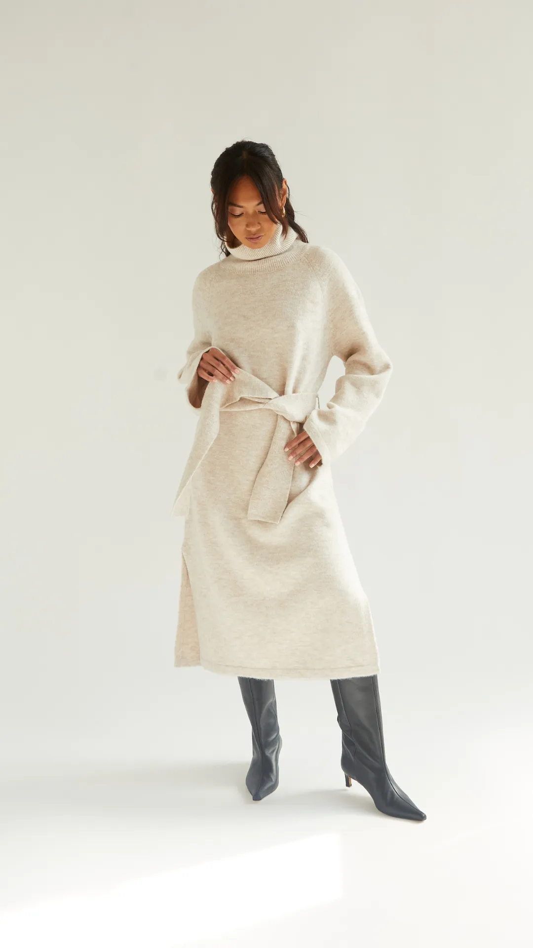 ABBIE KNITTED DRESS - SAND