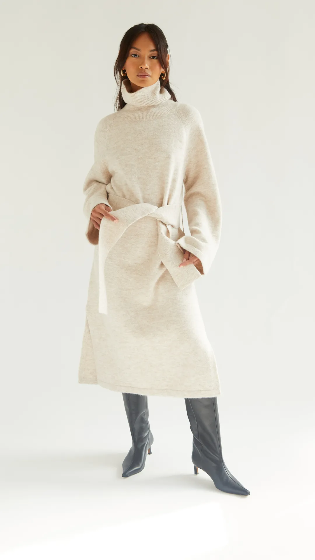 ABBIE KNITTED DRESS - SAND