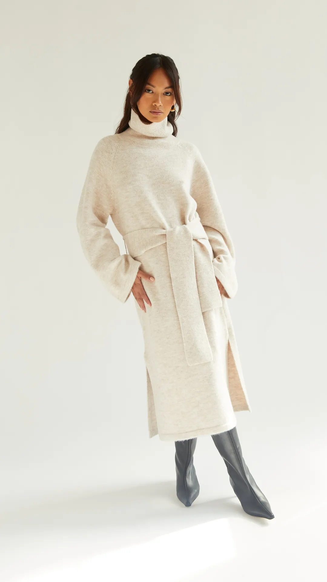 ABBIE KNITTED DRESS - SAND