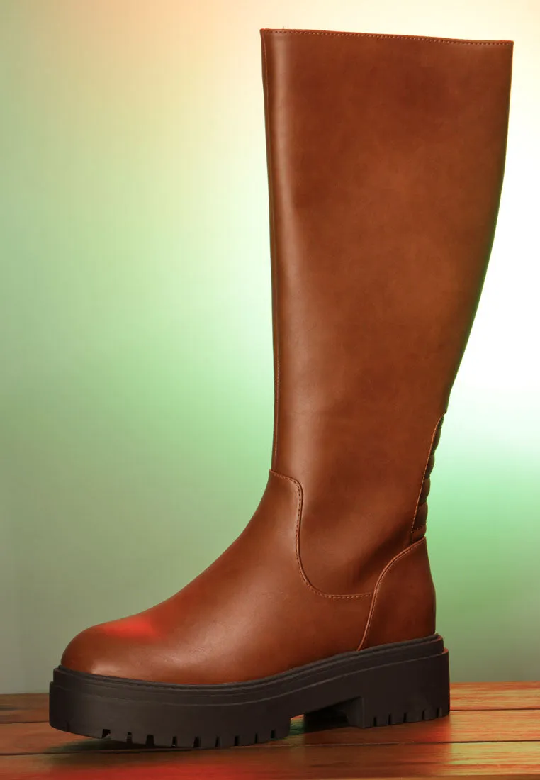 axle round toe platform knee high boots
